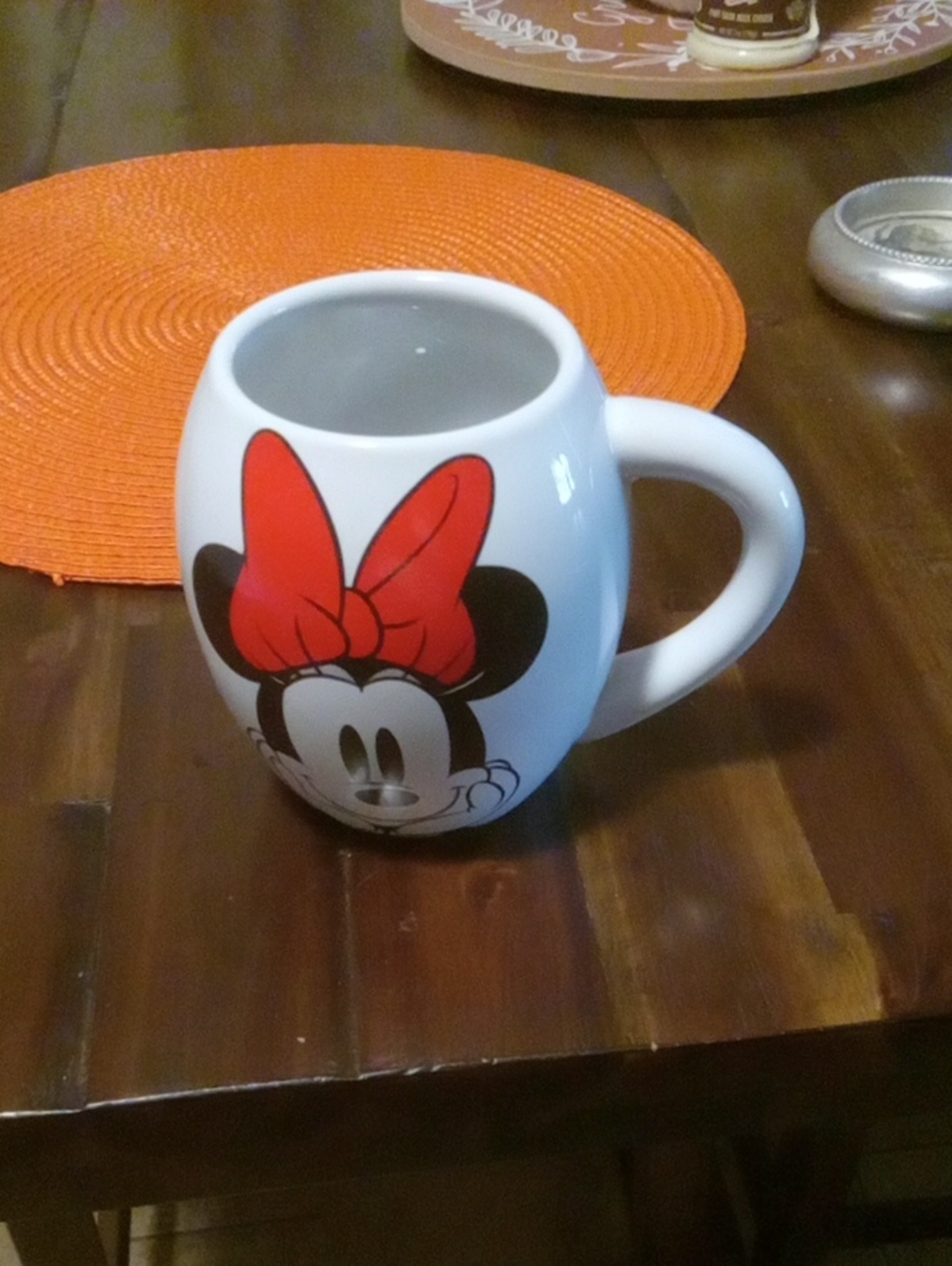 Disney White Ceramic Mug with Red Bow Minnie Illustration